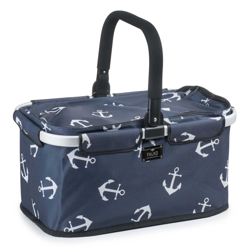 Falko-Einkaufskorb | dunkelblau mit weißen Ankern